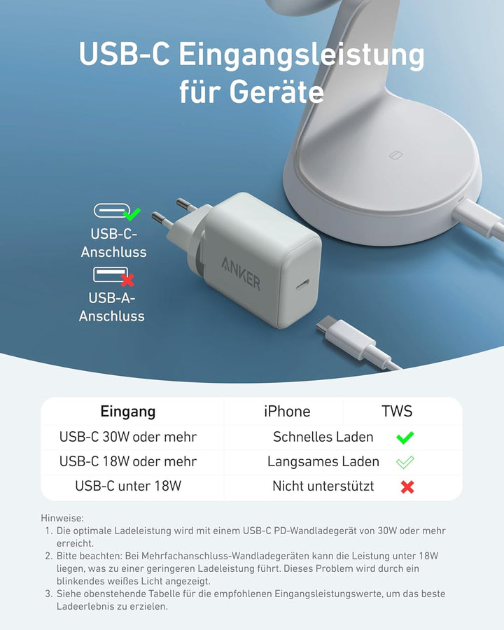 Anker MagGo MagSafe kompatibles 2-in-1 Ladegerät, Qi2 Zertifiziert 15W Schnellladegerät Ständer, Ein