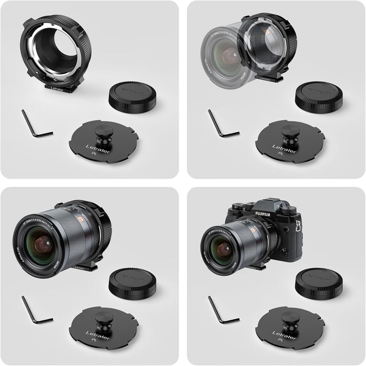 Letrater PL-FX cine Objektivadapter Konverter für Fujifilm X-Mount Kameras X-Pro1, X-E1, Mattschwarz