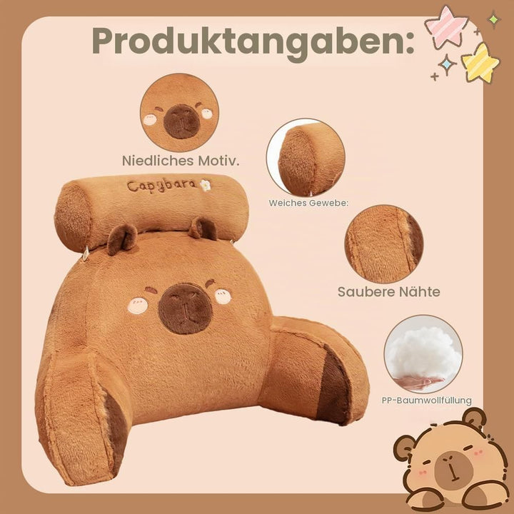 Capybara Lesekissen mit Nacken- und Armstütze, 60x40 cm Capybara Design Ergonomische Rückenstützkiss