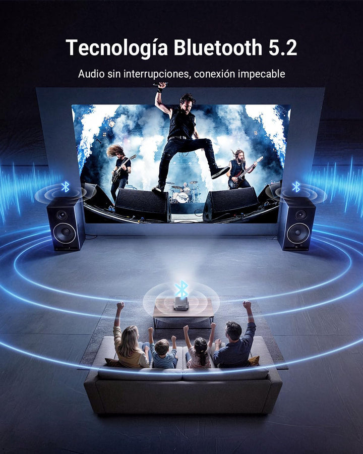Smart Beamer [Google TV Stick ], 3000ANSI Projektor 4K Heimkino mit Netflix - Auto-Objektivabdeckung