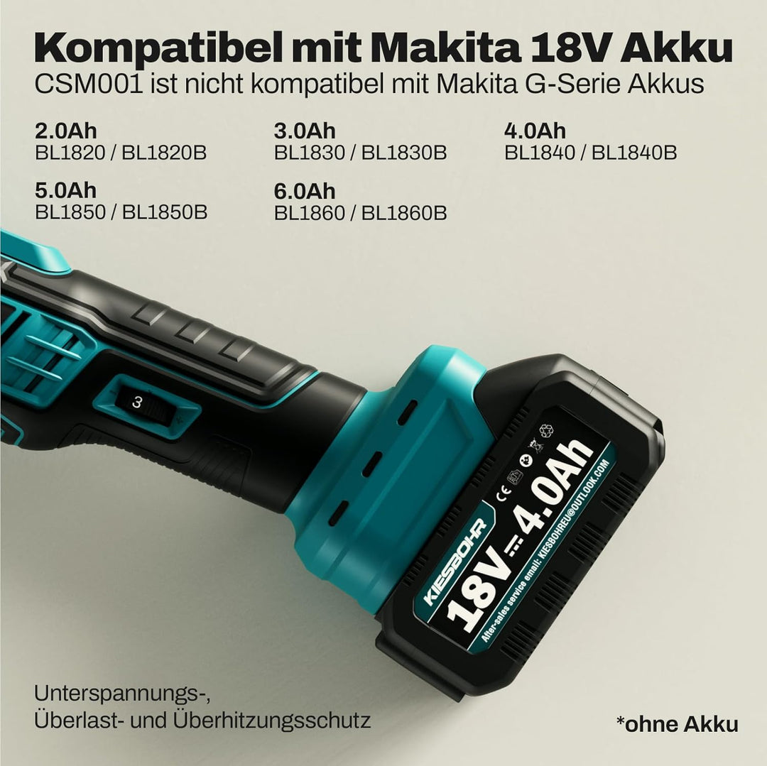 Multifunktionswerkzeug Kompatibel mit Makita 18V Akkus, Bürstenloser DIY Oszillationswerkzeug mit Dä