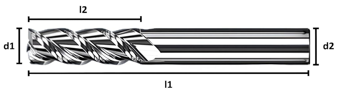 VHM Fräser, Schaftfräser, Alufräser Z=3, polierte Spannut, glat, scharf Ø 1-20 mm für Alu, Kupfer, M