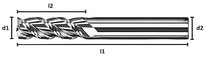 VHM Fräser, Schaftfräser, Alufräser Z=3, polierte Spannut, glat, scharf Ø 1-20 mm für Alu, Kupfer, M