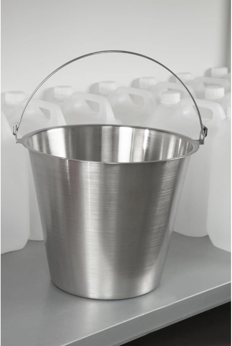 Jantex Edelstahleimer 12 Liter, Silber, Metalleimer, stabiler Schwenkgriff, Grösse: 270 (H) x 310 (o