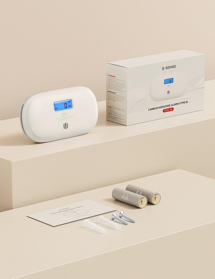 X-Sense Kohlenmonoxid Melder, 10 Jahre Sensor, CO Melder mit austauschbarer Batterie und digitalem D