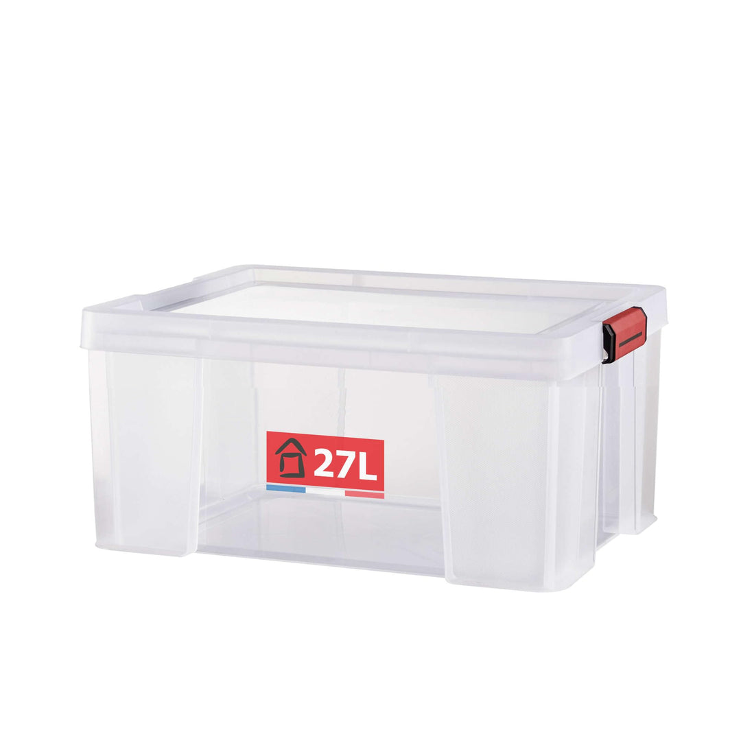 Sundis Behälter mit Deckel CLIP 'N STORE, 27L - Transparent mit Schnappdeckel, stapelbar, geeignet f