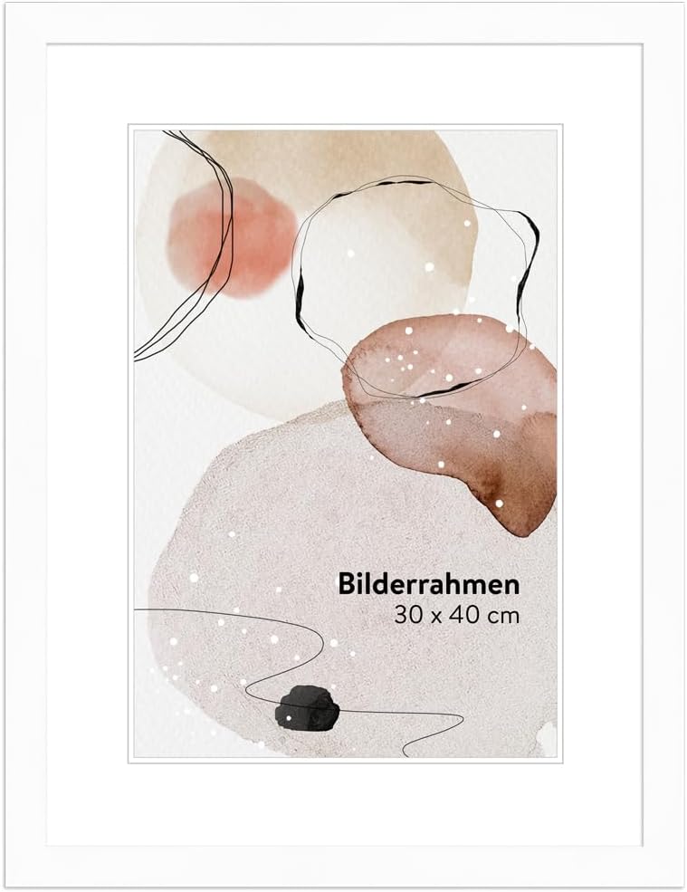 WANDStyle Bilderrahmen KLASSISCH 50x60 I Farbe: Weiss I Holzbilderrahmen I Bilderrahmen Modern I Mad