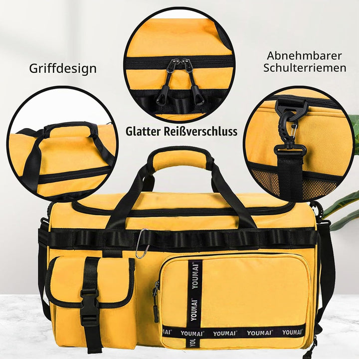 Reisetasche Damen Herren, 65L Wasserabweisende Sporttasche, Large Capacity Reise Tasche Gym Bag, mit