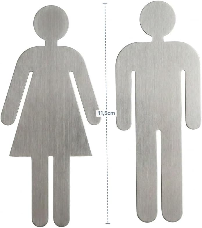 Türschild Set "Frau+Mann" Toilettenschild, je 1 Stk. MATT Edelstahl gebürstet - Höhe 11,5 cm