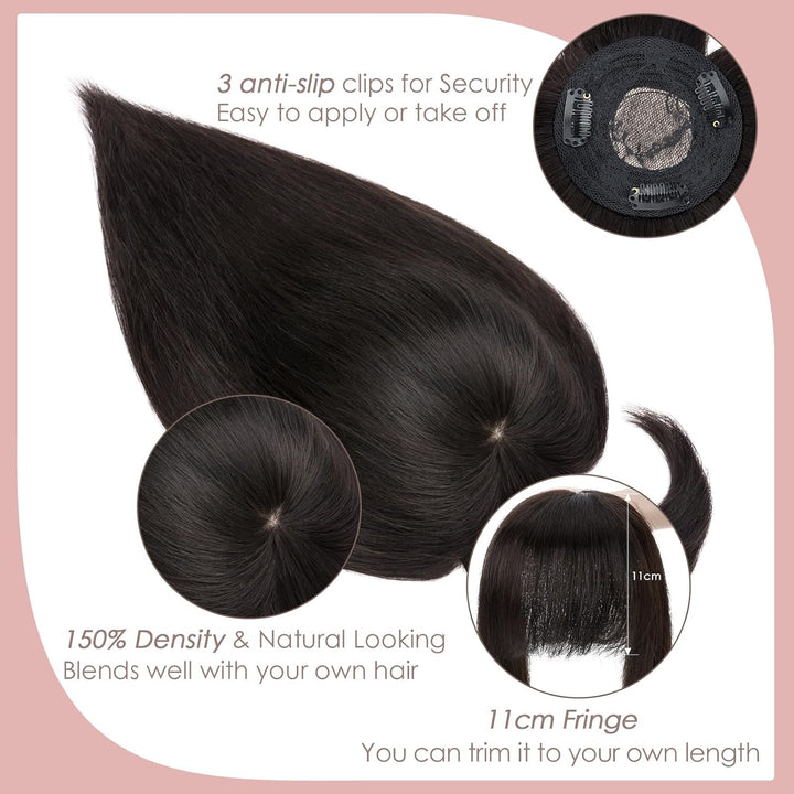 Silk-co Topper Extensions Haarteile Echthaar Clip in Extensions Echthaar Weich Natürlich Glatt Toupe