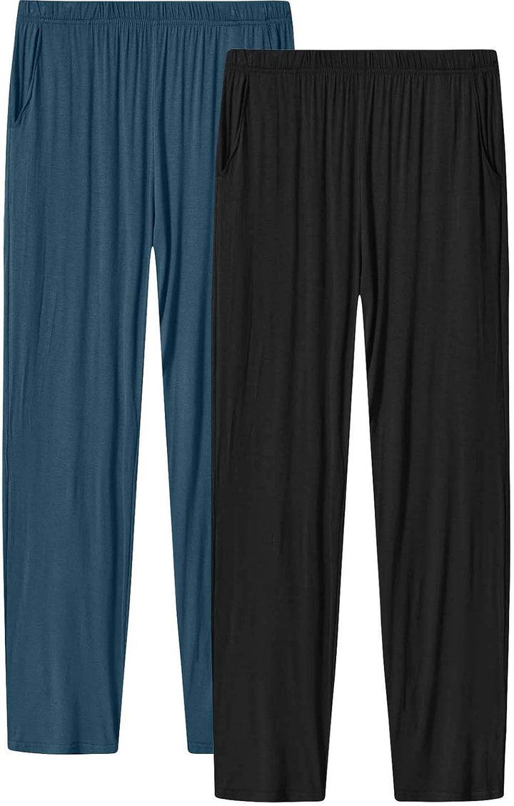 MoFiz Damen Schlafanzughose Lang Pyjamahose Nachtwäsche Weich Loungehose Freizeithose mit Taschen S