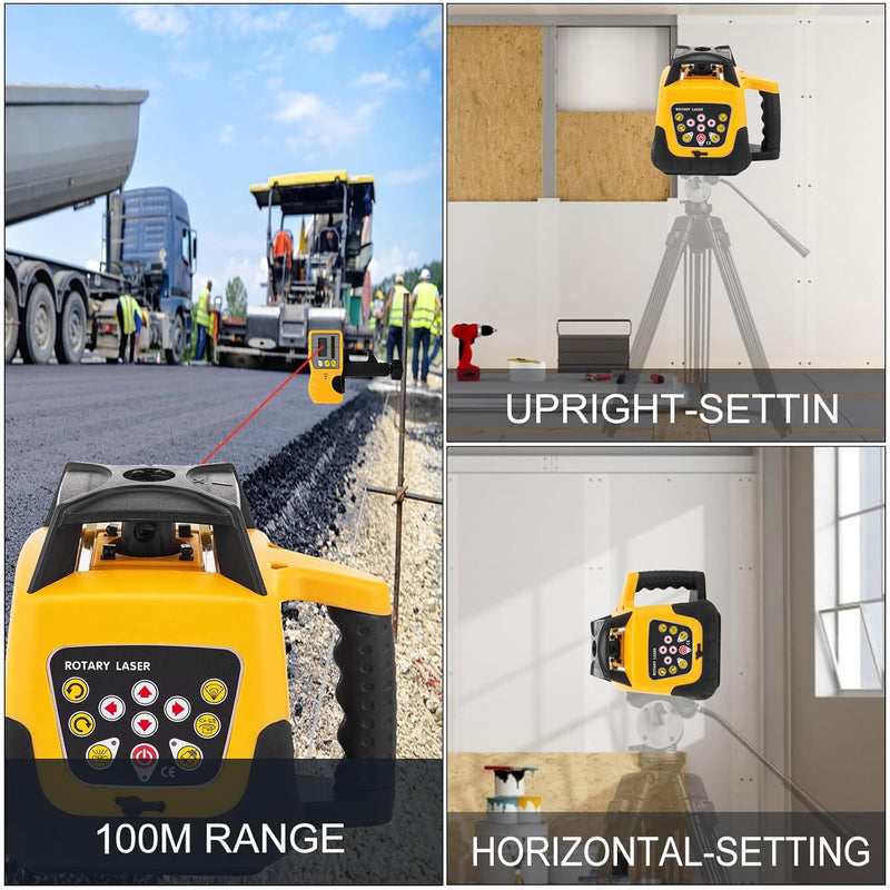 FORAVER Rot Professional Rotationslaser max. Arbeitsbereich 500 m, 360 Rotary Laser Level Wasser- un
