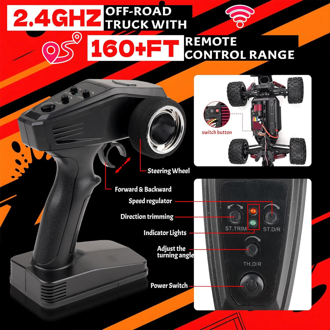 Ferngesteuertes Auto - 1:18 Scales High Speed 40KM/H RC Auto 4WD Offroad-RC-Truck 2 Batterien 2.4GHz
