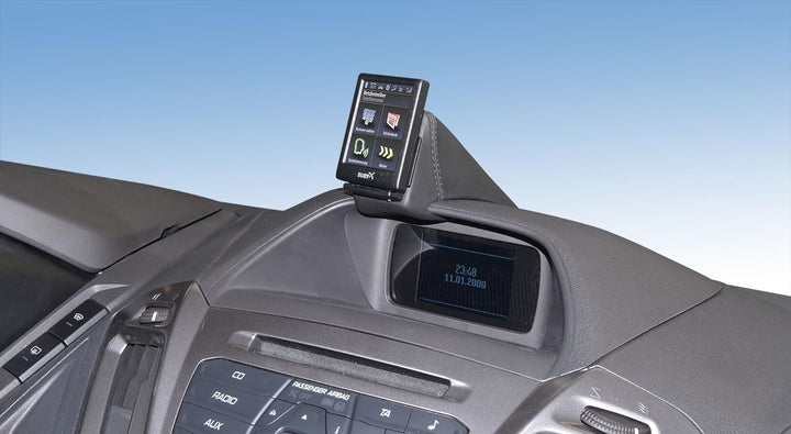 KUDA 295935 Halterung Kunstleder schwarz für Ford Transit Custom ab 2012 (mit Display) (Konsole unte