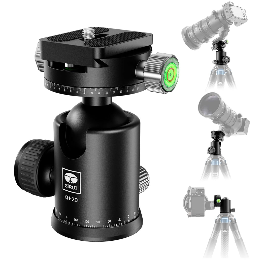 SIRUI Stativkopf KH-20, 360 Doppelte Panorama Kopf mit 36 mm Kugelkopf und 1/4 Zoll Schnellwechselpl