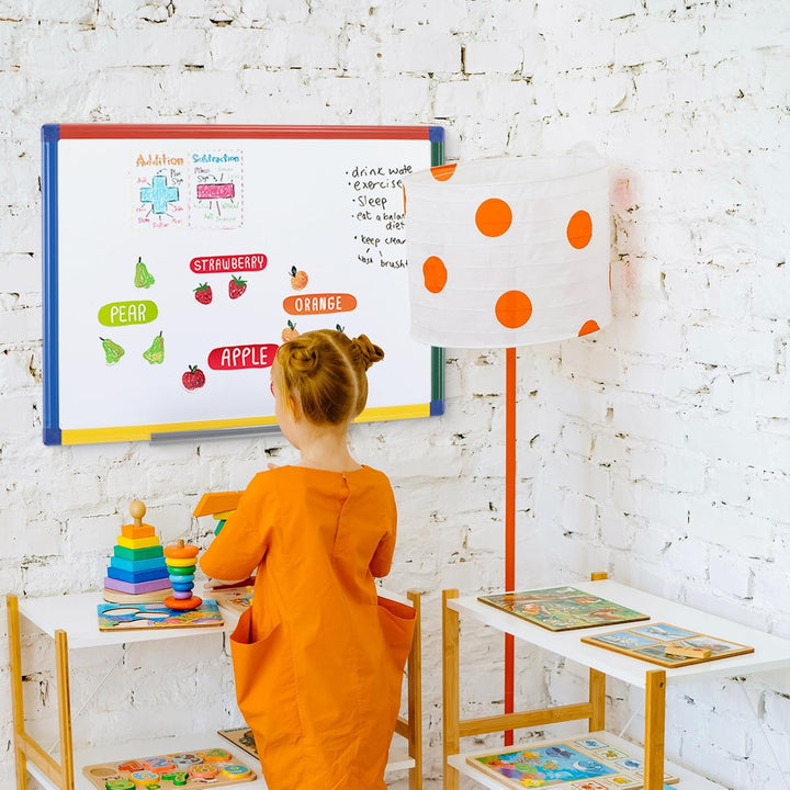 Swansea Whiteboard für Kinder, 60x45cm, Doppelseitig, Kleine Magnettafel Kinder Wand mit Maker für S