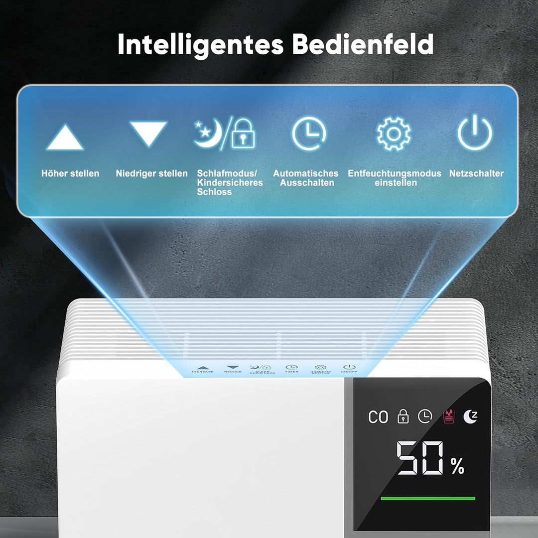 Fwoueot Luftentfeuchter Elektrisch, Raumentfeuchter mit Kompressor,16L/24h Entfeuchter für Räume bis