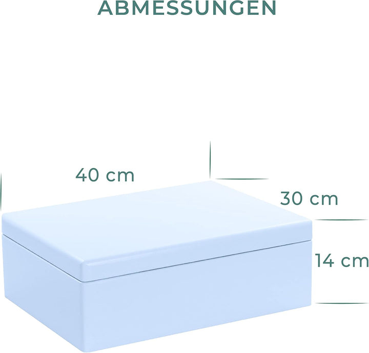 LAUBLUST Grosse Holzkiste mit Deckel - 40x30x14cm, Blau, FSC® | Allzweck-Kiste aus Holz - Aufbewahru