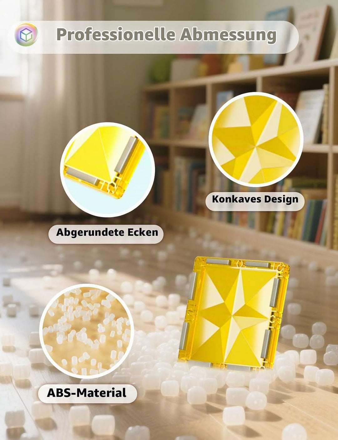 ROXENDA 101 Pcs Teile Magnetbausteine für Kinder ab 3 Jahren – Magnetspielzeug mit Sensorikfunktion,