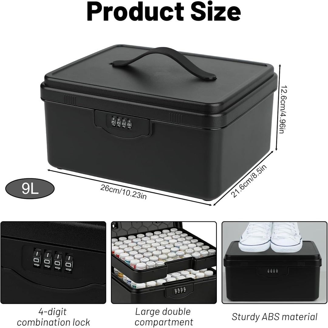 Abschliessbare Box mit Zahlenschloss, 9L Medikamentenbox mit Griff Verschliessbare Box, Doppellagig