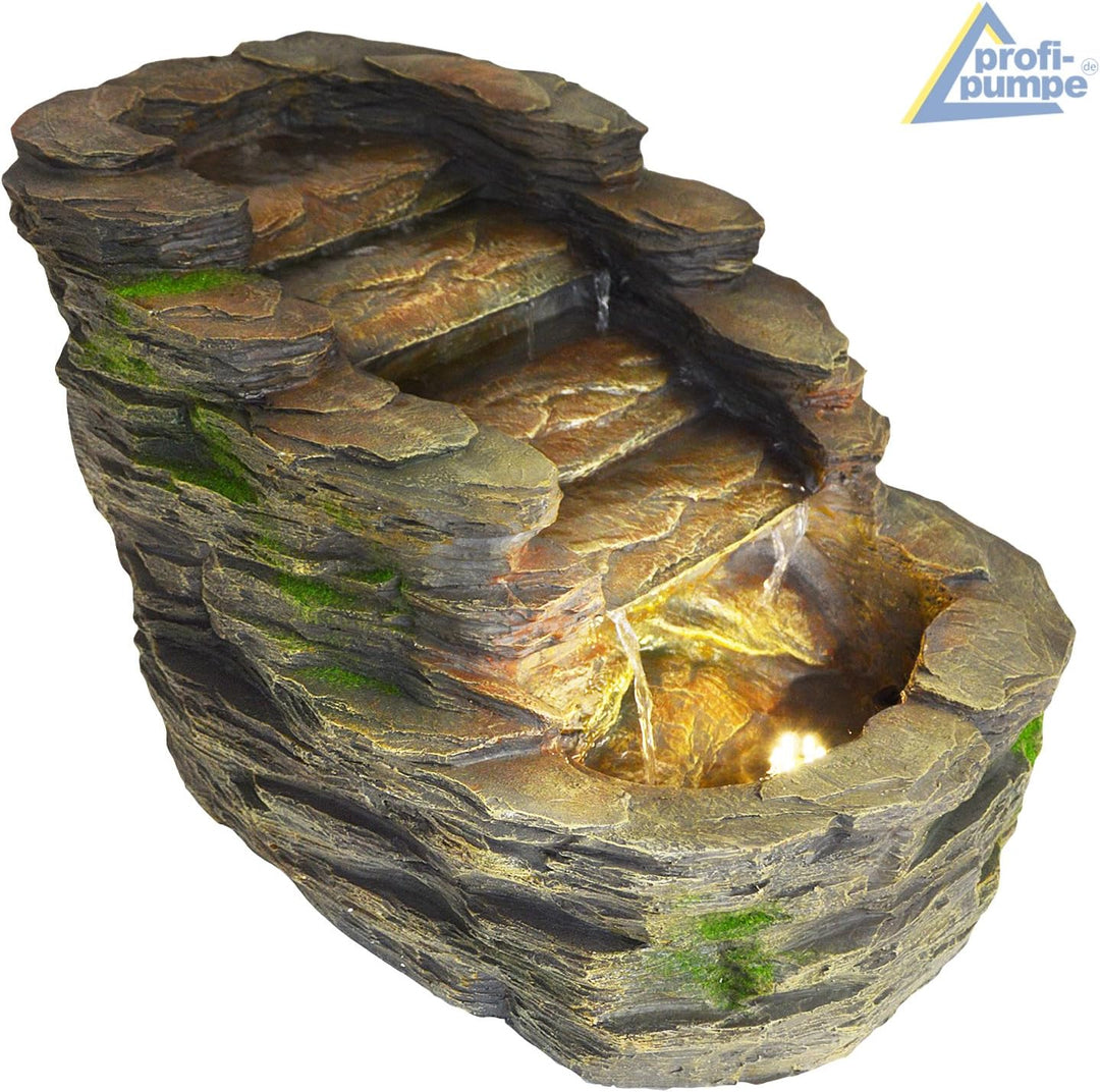 Gartenbrunnen Brunnen Zierbrunnen Zimmerbrunnen Brunnen mit LED-Licht 230V Wasserfall Wasserspiel fü