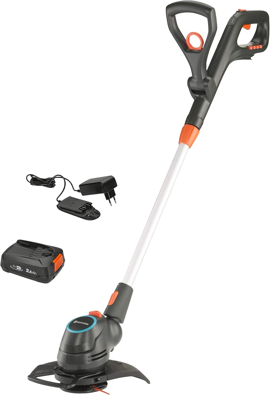 Gardena Akku-Rasenmäher PowerMax 37/36V P4A Ready-to-Use Set &amp; Akku-Trimmer ComfortCut 23/18V P4A Re