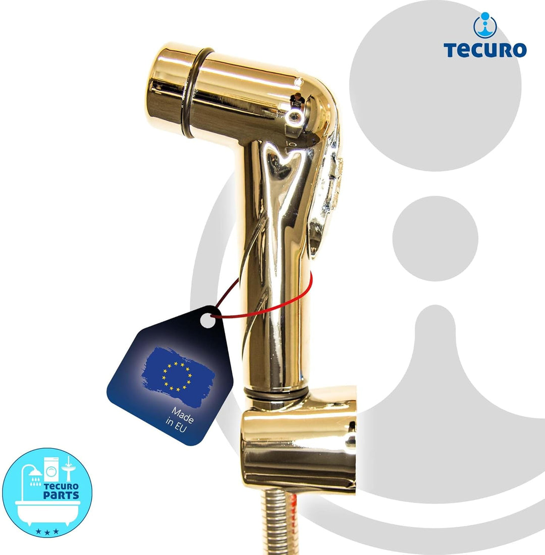 tecuro Bidet WC Handbrause Set SHATTAF, gold, 1-strahlig, 1,20 m Schlauch und Wandhalter - T1401G, G