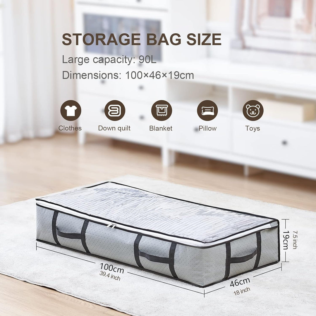 GoMaihe 6 Stück 90L Unterbett Aufbewahrungsbox mit deckel, Unterbettkommode Aufbewahrungstasche für