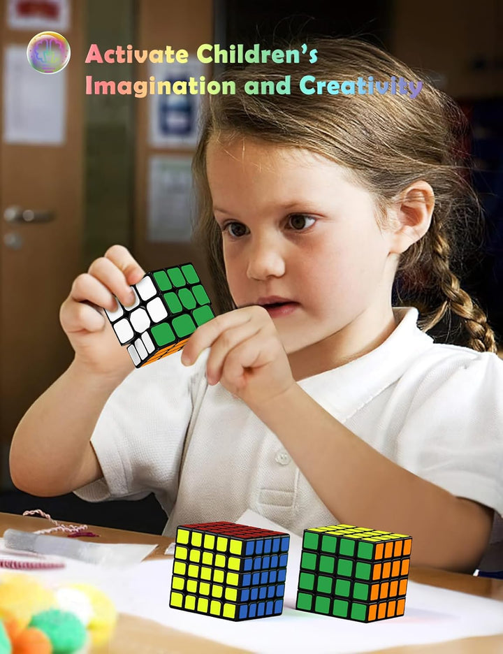 ROXENDA Zauberwürfel Set, Speed Cube Set mit 2x2 3x3 4x4 5x5 Zauberwürfel mit Geschenkbox, Geheimes