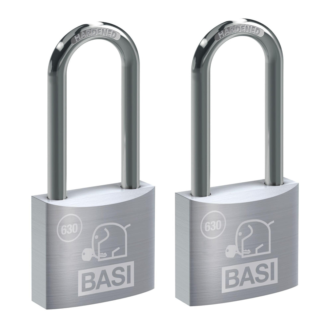BASI | 2er Set Vorhangschloss | 40 mm | verschiedenschliessend | extra hoher Bügel | massives Alumin