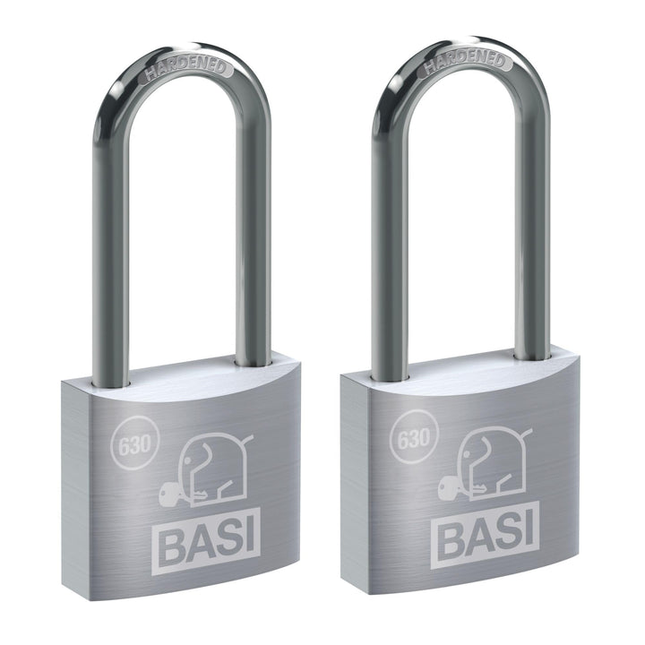 BASI | 2er Set Vorhangschloss | 40 mm | verschiedenschliessend | extra hoher Bügel | massives Alumin