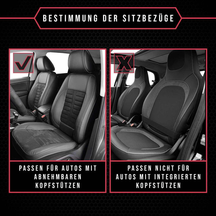 2er Set Autositzbezüge PKW universal | Auto Sitzbezüge Polyester Rot für Airbag geeignet | für Vorde