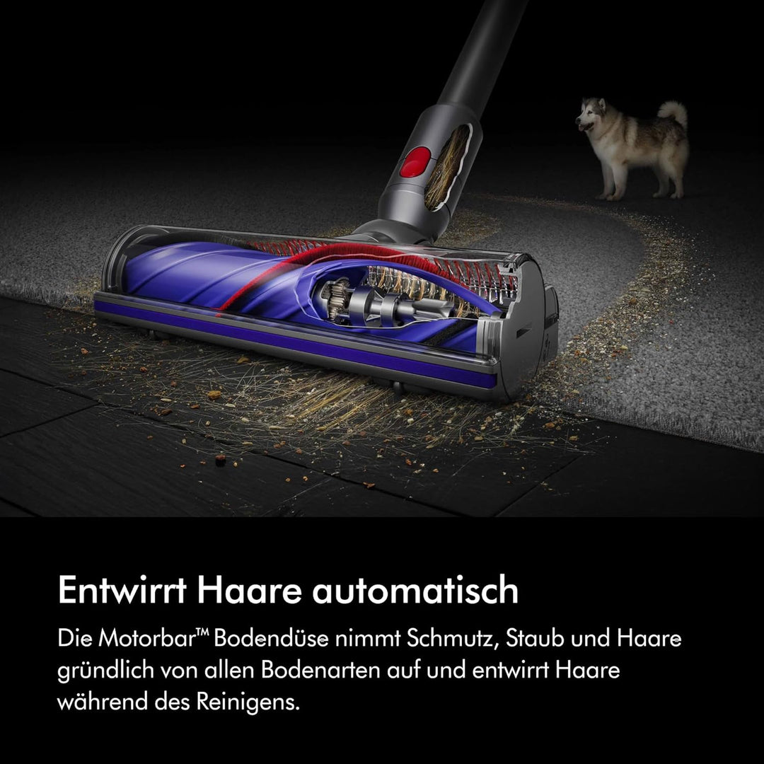 Dyson V8 Advanced Kabelloser Staubsauger, 130 AW, bis zu 40 Min Laufzeit, Motorbar mit Haarentwirrun