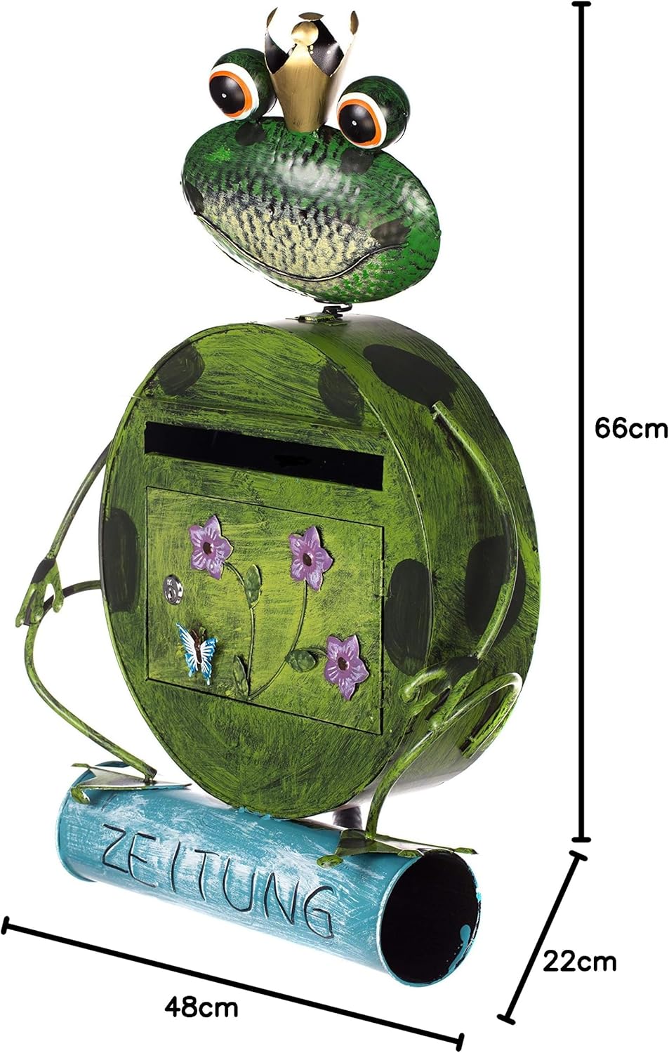 Antiker Briefkasten, Tierdesign Frosch, NA13A332 Handbemalt. Briefkasten-froschkönig, Briefkasten-fr