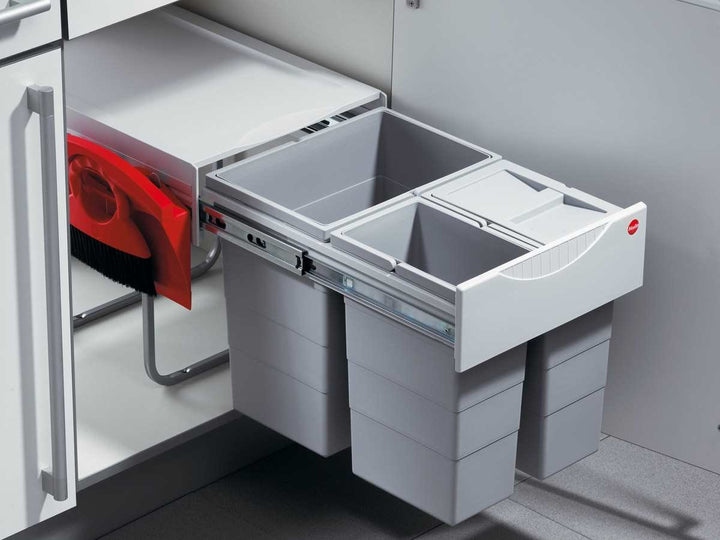 Hailo Abfallsammler 3642231 | Raumspar-Tandem 3fach | inclusive Kehrset | ab 40cm Unterschrankbreite