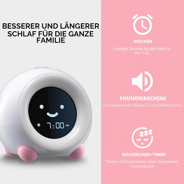 LittleHippo MELLA Ready to Rise Kinder-Schlaftrainer, Nachtlicht- und Soundmaschine (Brröten Rosa),