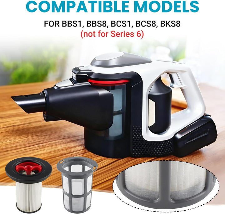 1 Set Ersatzfilter und Staubsauger Filter Fusselschutz kompatibel mit Bosch Unlimited Gen2 Serie 8 S