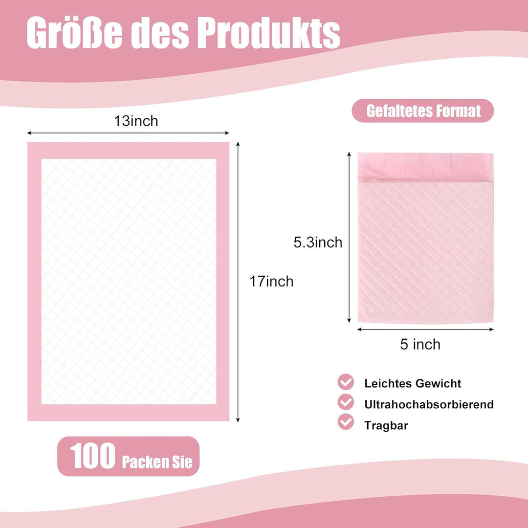 100 Stück Betteinlagen Inkontinenz Einweg, 33 x 43 cm Wickelunterlage Einweg, Weich, Saugfähig und W