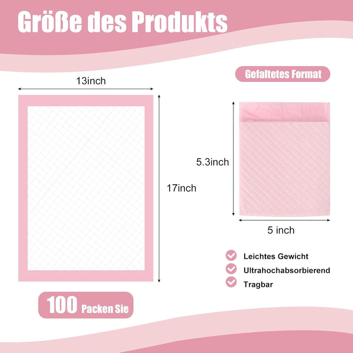 100 Stück Betteinlagen Inkontinenz Einweg, 33 x 43 cm Wickelunterlage Einweg, Weich, Saugfähig und W