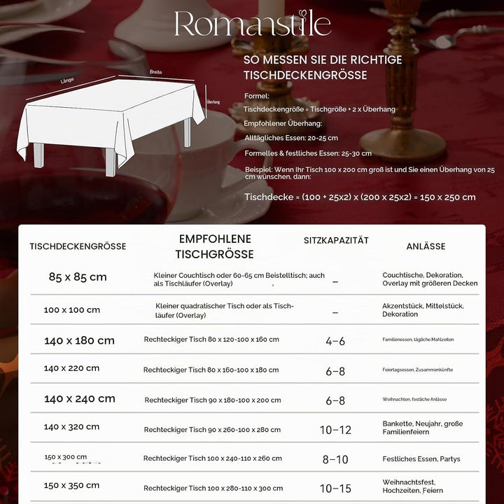 Romanstile Weihnachten Tischdecke rot abwaschbar 140x240 Jacquard Damask Rentier &amp; Weihnachtsbaum,re