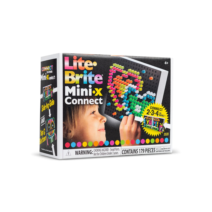 Basic Fun 02322 Lite Brite Mini-X Connect, beleuchtetes Zeichenbrett, Mini-LED-Zeichenbrett mit Farb