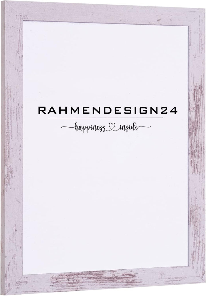 Rahmendesign24 Bilderrahmen Milano 50x100 Weiss vintage Fotorahmen, Wechselrahmen, Posterrahmen, Puz