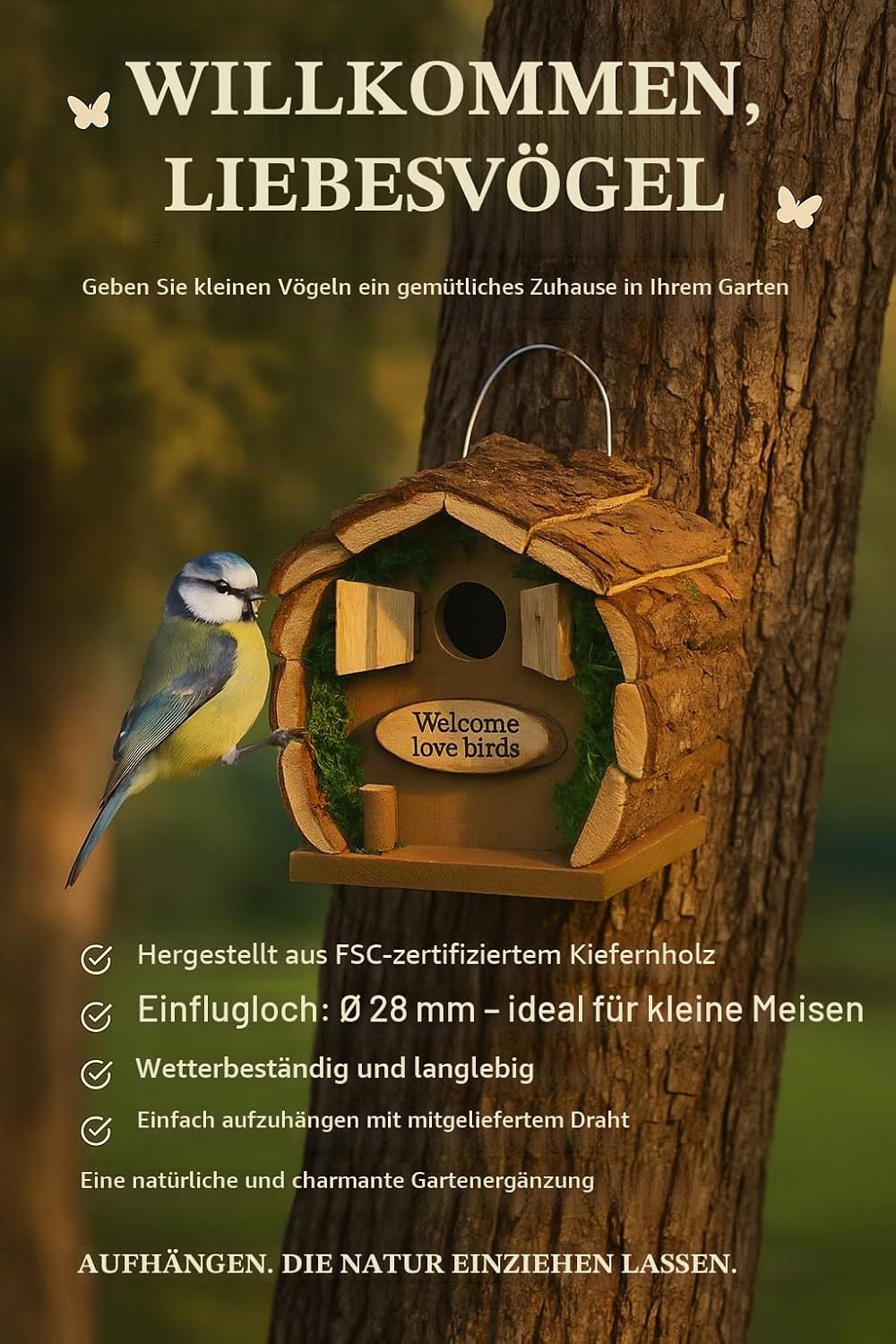 Vogelhaus - Nistkasten Flamingo – nistkasten für vögel für draussen wetterfest – Modell Inclino aus