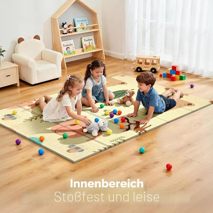 Krabbelmatte 180x120cm – Baby Spielmatte doppelseitig, Krabbeldecke aus XPE 1cm, faltbar, wasserdich