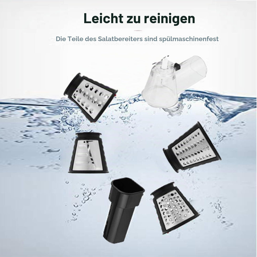 COOCHEER Elektrische Gemüseschneider, elektrisch, 150 W, mit 4 Zubehörteilen und grossem Zulaufschla
