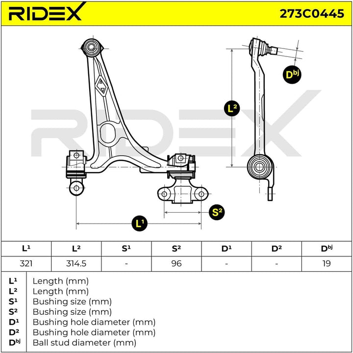 RIDEX 273C0445 Lenker, Radaufhängung Querlenker, Dreieckslenker, Achslenker vorne