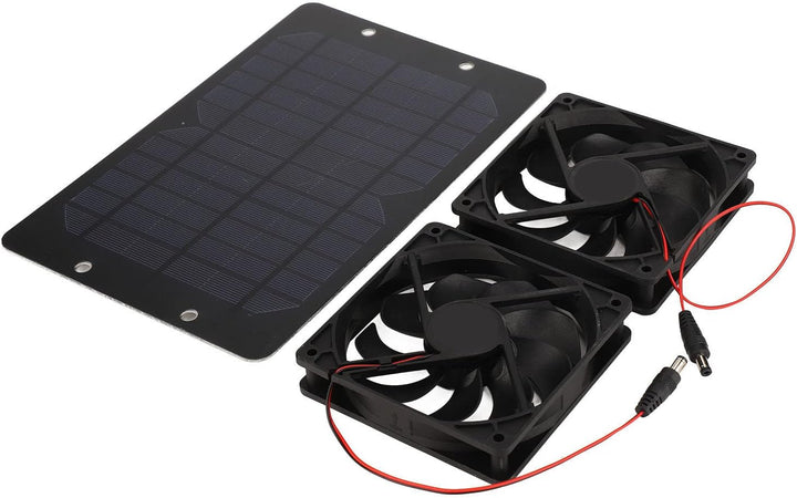 Oumefar Solarbetriebener Ventilator, Solarpanel-betriebener Doppelventilator aus Silikon-Kunststoff,
