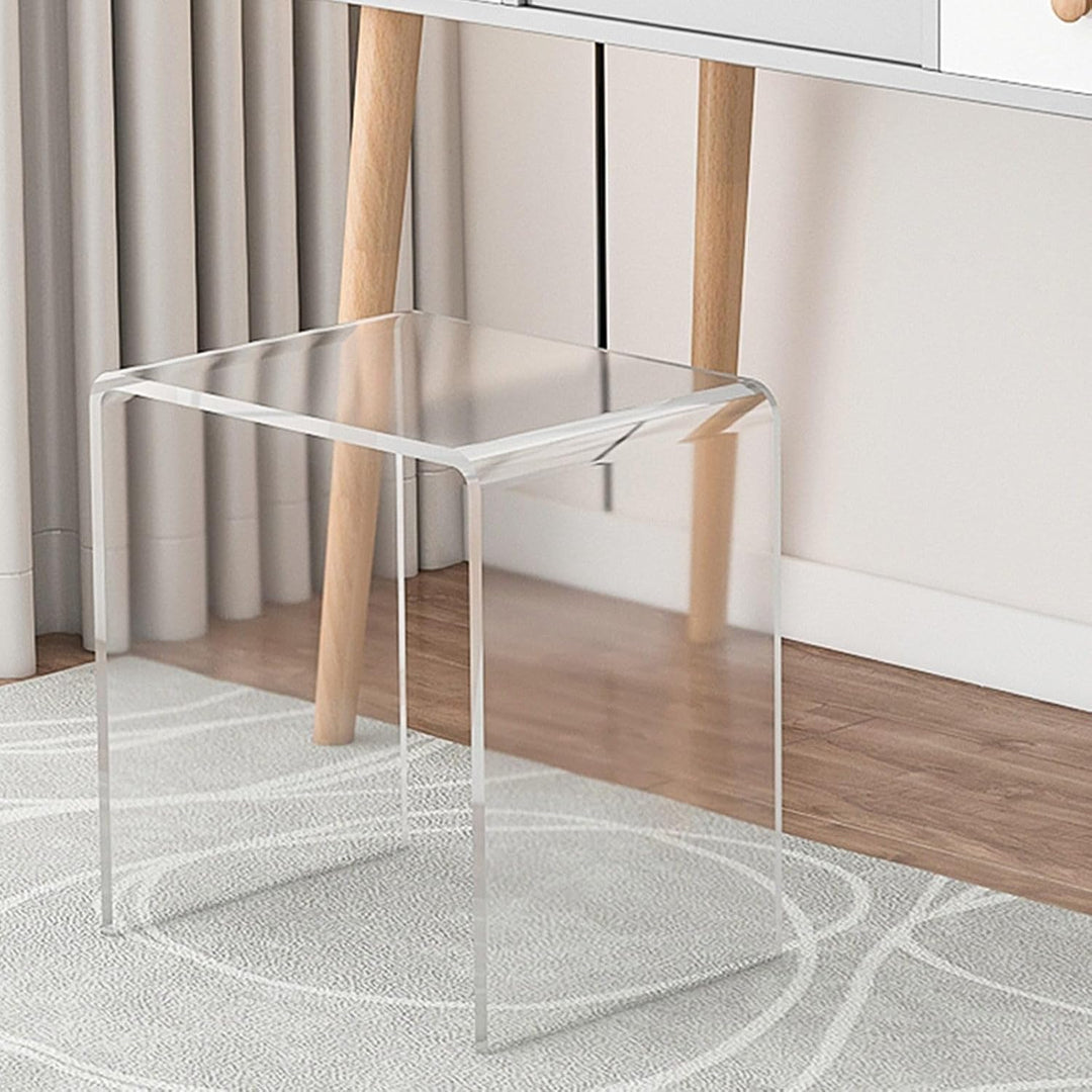 TWSOUL Badhocker, Duschhocker aus Acryl 42x40x29cm, Transparenter Badezimmer Hocker, rutschfest & St
