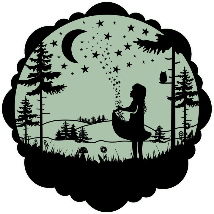 lumentics Märchenaufkleber Sterntaler - Im Dunkeln leuchtender Motiv-Aufkleber. Sticker mit angepass