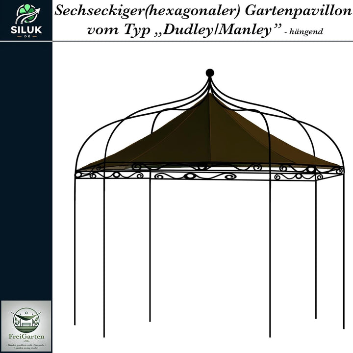 freigarten.de Ersatzdach für Pavillon Modena 6-eck 320cm Wasserdicht Material: Panama PCV Soft 370g/